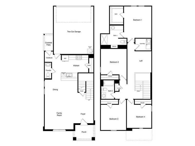D.R. Horton's  Walnut Floorplan - All Home and community information, including pricing, included features, terms, availability and amenities, are subject to change at any time without notice or obligation. All Drawings, pictures, photographs, video, square footages, floor plans, elevations, features, colors and sizes are approximate for illustration purposes only and will vary from the homes as built.