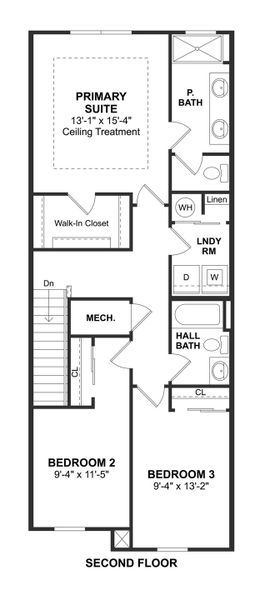 2D floor plan layout for the Arabella II by K. Hovnanian® Homes in Salerno Reserve Townhomes, Stuart, FL (Image 4).