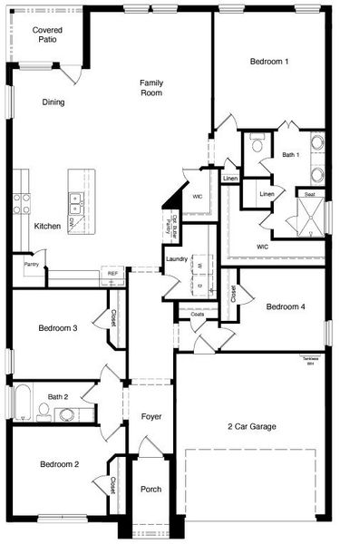 2D floor plan layout of this home in Homestead at Parks Bell Ranch, Odessa, TX (Image 4).