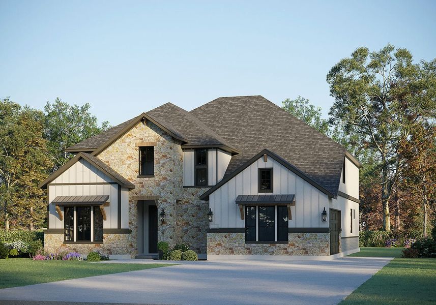 Representative exterior photo of a completed home built from the Roosevelt II 5237 by GFO Home in Sweetgrass, Haslet, TX (Image 5).