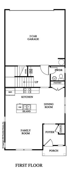 2D floor plan layout for the Evergreen by Rocklyn Homes in Old Salem Crossing, Conyers, GA (Image 3).