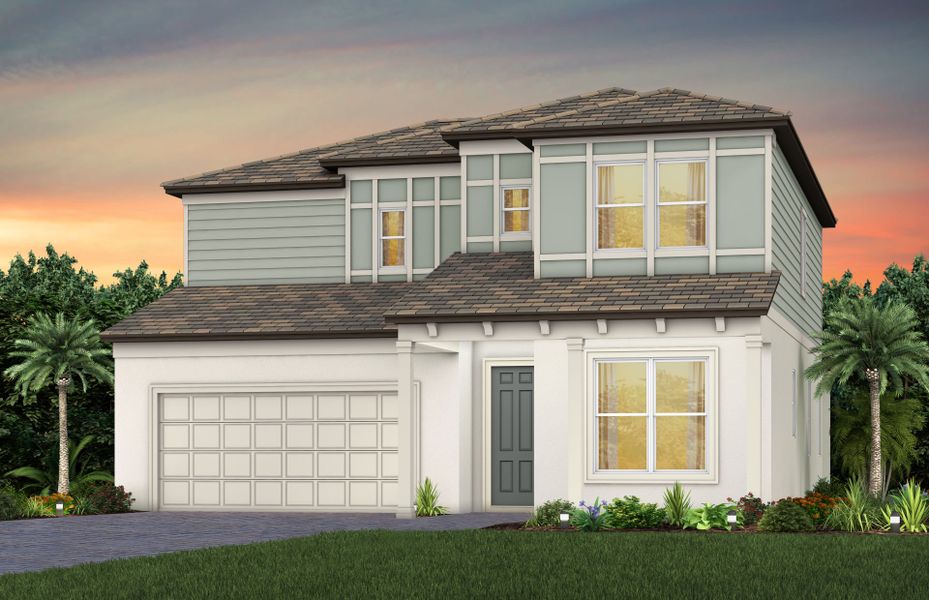 Representative exterior photo of a completed home built from the Umbria by Pulte Homes in Two Rivers, Zephyrhills, FL (Image 5).