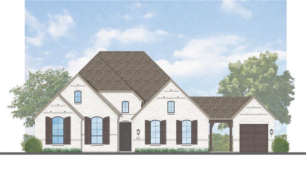 Exterior rendering of this home design in Canyon Creek Estates, Sherman, TX (Image 1).