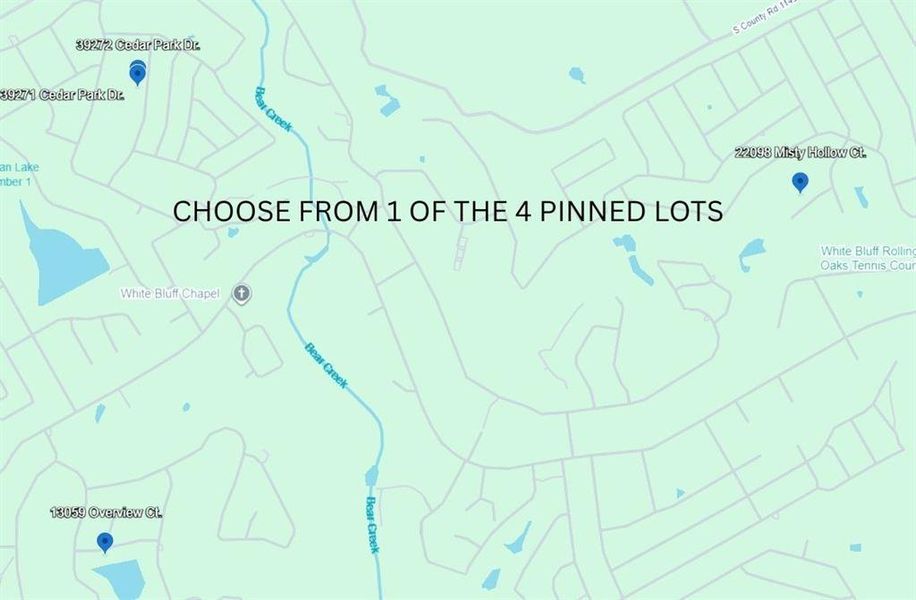 CHOOSE FROM 1 OF 4 PINNED LOTS