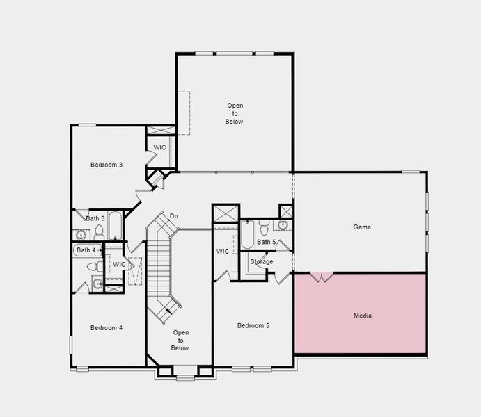 Second Floor Plan - Structural options added include: extended primary suite, prayer room, multi-gen suite, and media room