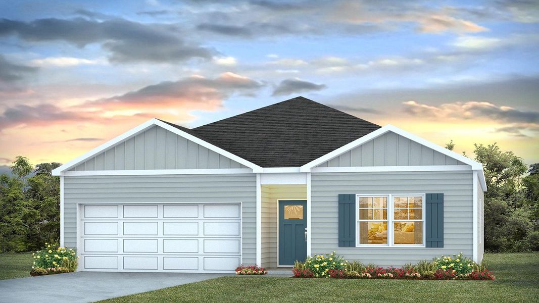 Representative exterior photo of a completed home built from the Freeport by D.R. Horton in The Groves at Bees Creek, Ridgeland, SC (Image 1).