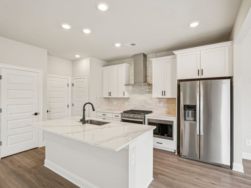 The Dallas Basement floorplan with the Upscale Rustic Linen interior package.