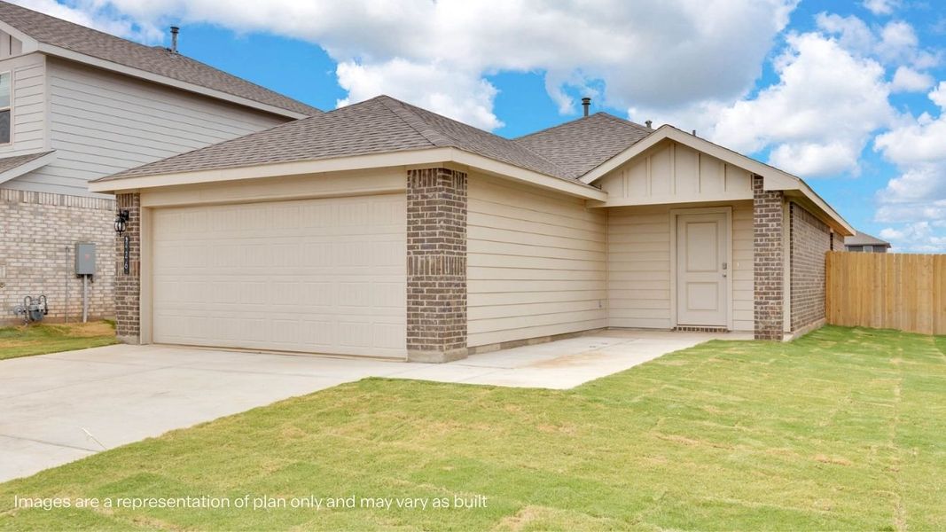 Front exterior of a new home in Overlook West, Wolfforth, TX, highlighting curb appeal (Image 14).