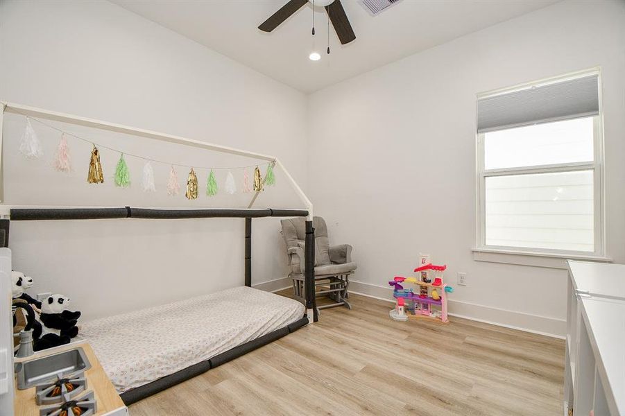 This secondary bedroom upstairs with its own bathroom.