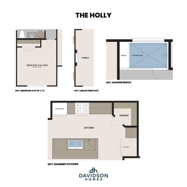2D floor plan layout for the The Holly C by Davidson Homes LLC in Parks at Foster Crossing, Anna, TX (Image 3).