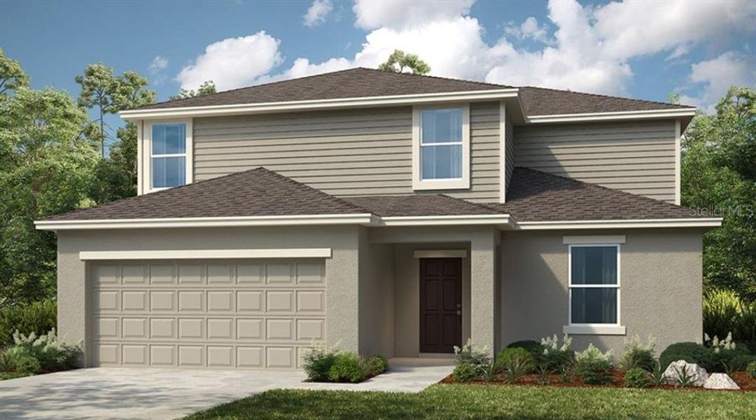 Front exterior of a new home in Firethorn, Parrish, FL, highlighting curb appeal (Image 23). Front exterior of a new home in Firethorn, Parrish, FL, highlighting curb appeal (Image 23).