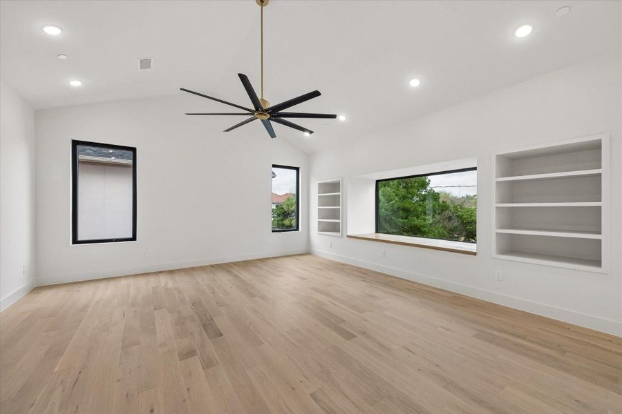 There is another extra large fan in 20x19 Primary bedroom with its raised ceiling.