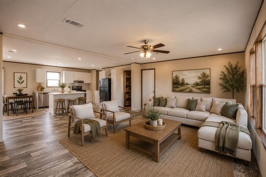 Furnished interior view inside a new home in , Sunset (Image 4). Furnished interior view inside a new home in , Sunset (Image 4).