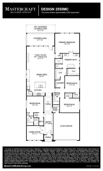 2D floor plan layout for the 2555MC by MasterCraft Builder Group in Madeira, St. Augustine, FL (Image 3).