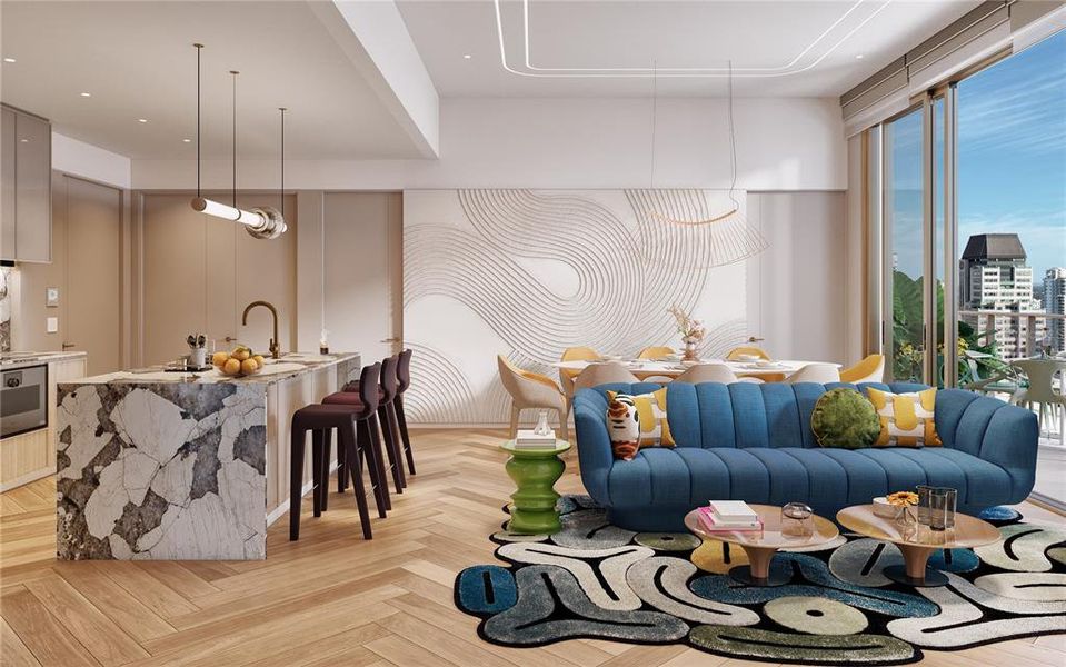 Furnished interior view inside a new home in , St. Petersburg (Image 5).