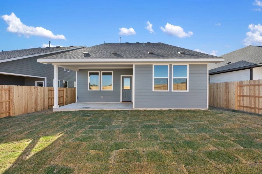 Exterior details and patio area of a home in Lariat, Liberty Hill (Image 25). Exterior details and patio area of a home in Lariat, Liberty Hill (Image 25).
