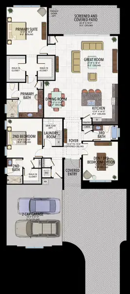2D floor plan layout for the Costa by GL Homes in Valencia Parc at Riverland, Port St. Lucie, FL (Image 5).