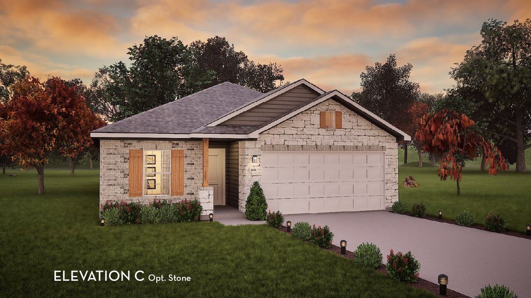 Representative exterior photo of a completed home built from the Sabine by CastleRock Communities in Lone Oak, San Antonio, TX (Image 22).