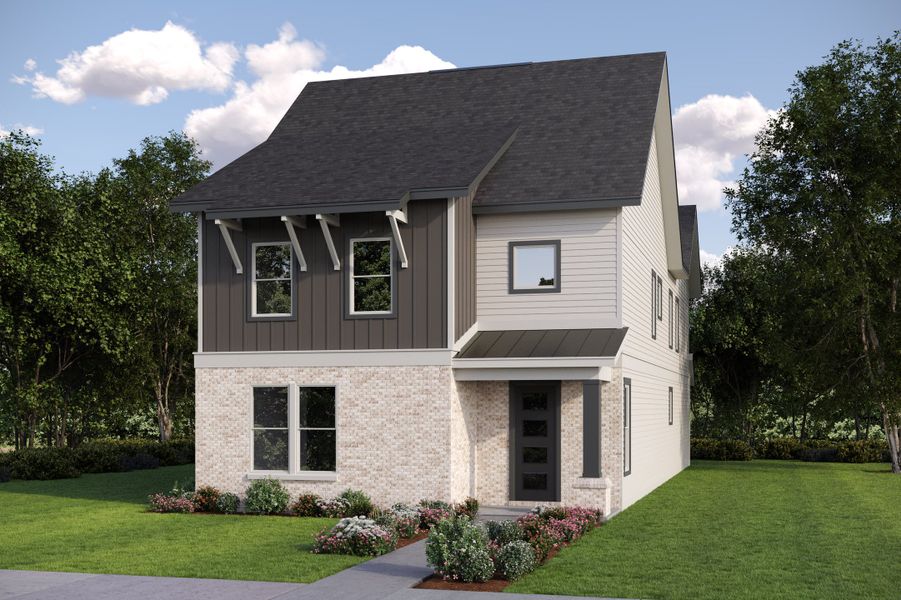 Representative exterior photo of a completed home built from the Hadley by Baker Residential in Atwater Station - Village Collection, Fuquay Varina, NC (Image 2). Representative exterior photo of a completed home built from the Hadley by Baker Residential in Atwater Station - Village Collection, Fuquay Varina, NC (Image 2).