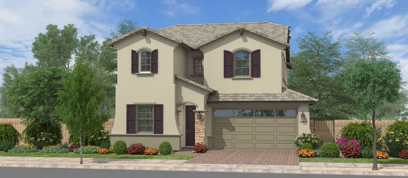 Representative exterior photo of a completed home built from the Silversmith by Fulton Homes in Redwood Valley at Prasada, Surprise, AZ (Image 5).