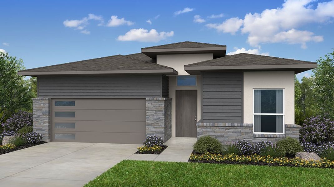 Representative exterior photo of a completed home built from the Enfield by Taylor Morrison in Silverleaf 50s, Cedar Creek, TX (Image 3). Representative exterior photo of a completed home built from the Enfield by Taylor Morrison in Silverleaf 50s, Cedar Creek, TX (Image 3).