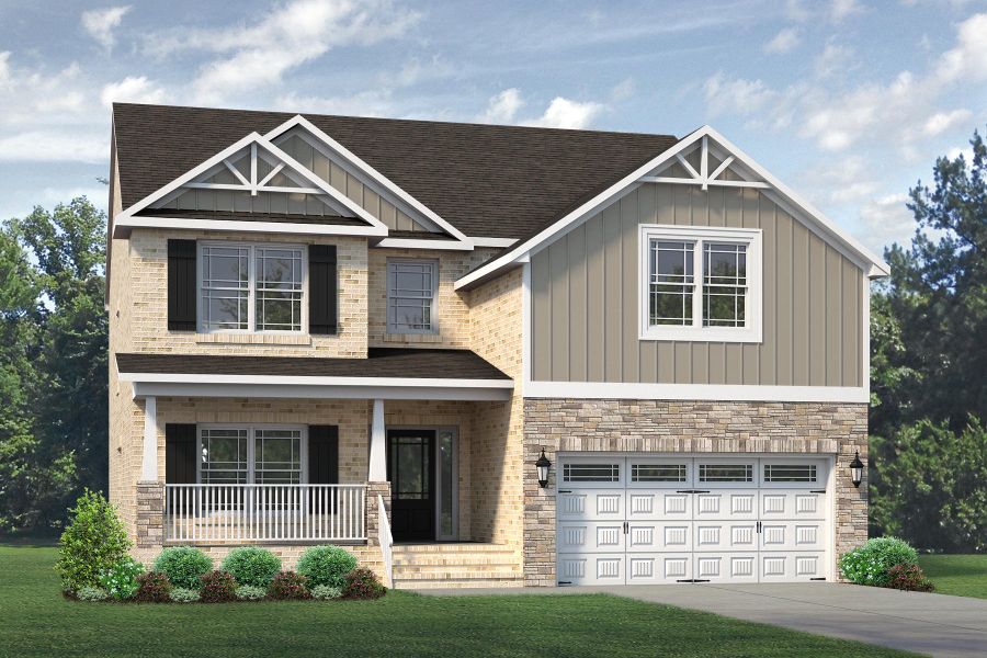Representative exterior photo of a completed home built from the Fairfield Lux by Keystone Homes NC in Weybridge, Burlington, NC (Image 32).