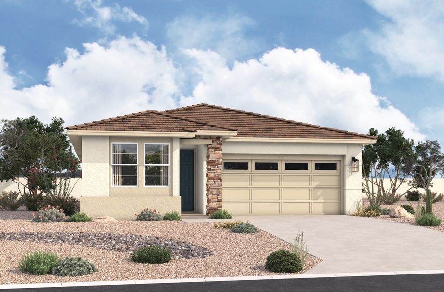 Representative exterior photo of a completed home built from the Shiloh by Beazer Homes in Highpointe at Northpointe, Peoria, AZ (Image 21).