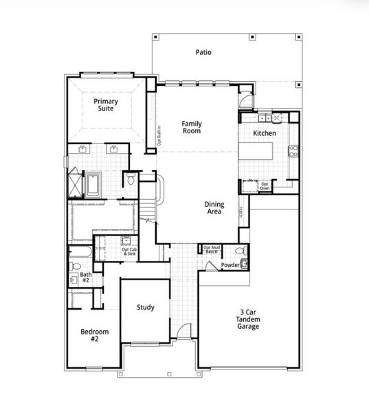 2D floor plan layout for the Millbeck Plan by Highland Homes in Mont Blanc, Schertz, TX (Image 22).