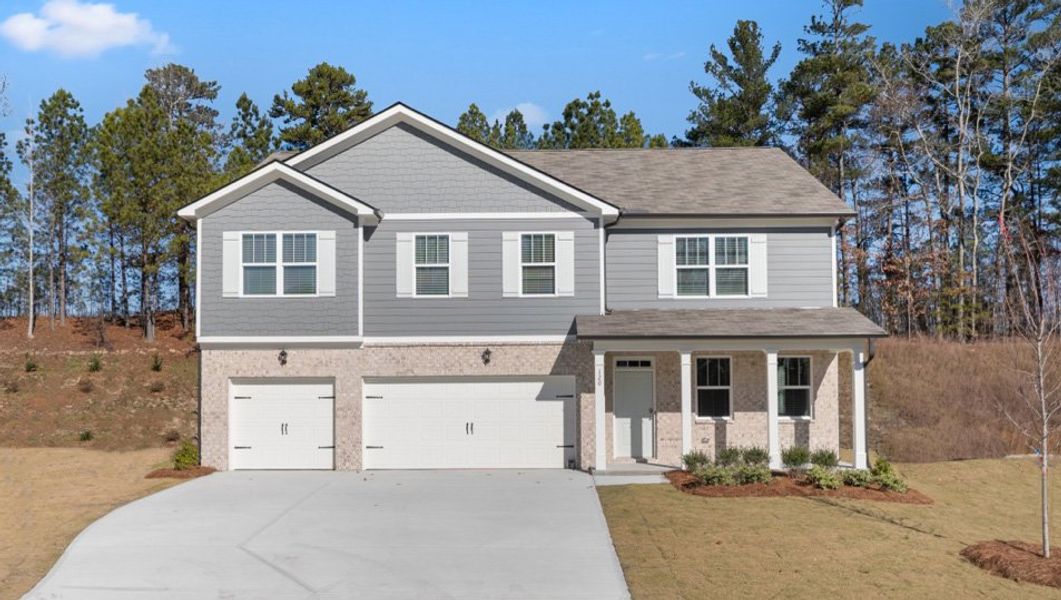 Representative exterior photo of a completed home built from the Mansfield by D.R. Horton in Northwoods at Mirror Lake, Villa Rica, GA (Image 1). Representative exterior photo of a completed home built from the Mansfield by D.R. Horton in Northwoods at Mirror Lake, Villa Rica, GA (Image 1).
