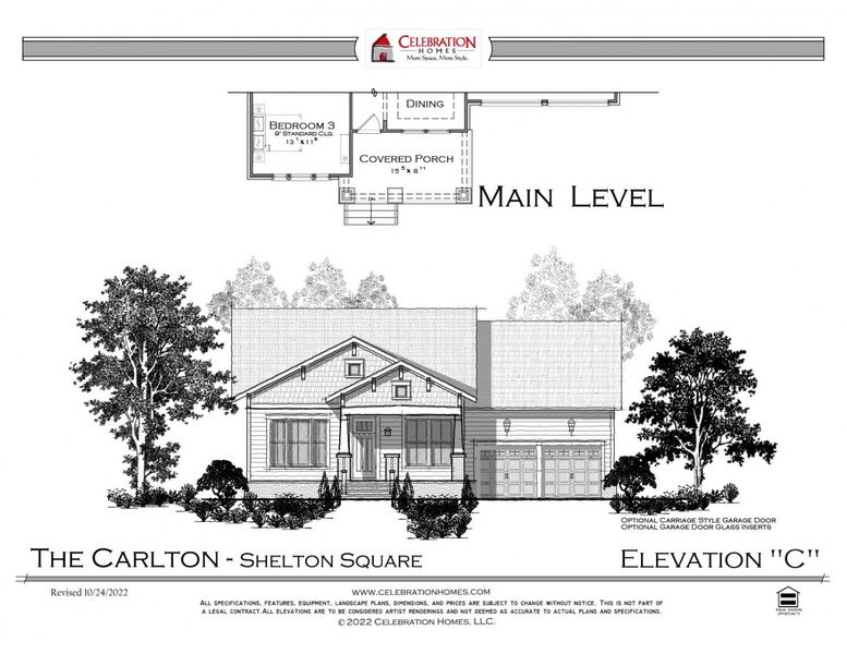 Representative rendering of the exterior for the Carlton by Celebration Homes (Image 8).