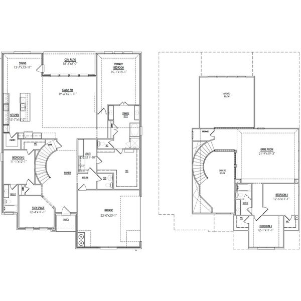 2D floor plan layout for the The Milan by Lillian Custom Homes in Ten Mile Creek, DeSoto, TX (Image 5).
