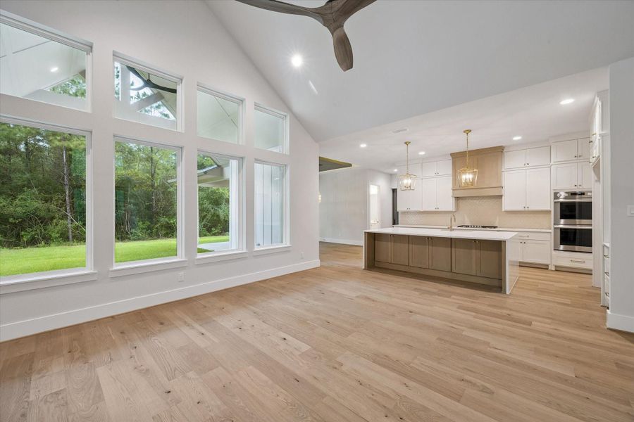 Living, Kitchen, and Dining.