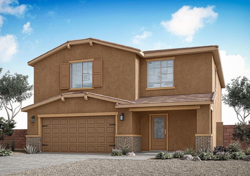 This home has a two-car garage and two stories!