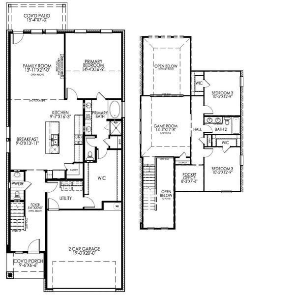 2D floor plan layout for the The Redwood by Lillian Custom Homes in Tabor Ranch, Ponder, TX (Image 5). 2D floor plan layout for the The Redwood by Lillian Custom Homes in Tabor Ranch, Ponder, TX (Image 5).