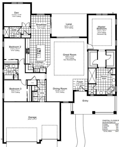 2D floor plan layout for the Sanibel 2 by Neal Communities in SkySail, Naples, FL (Image 5).