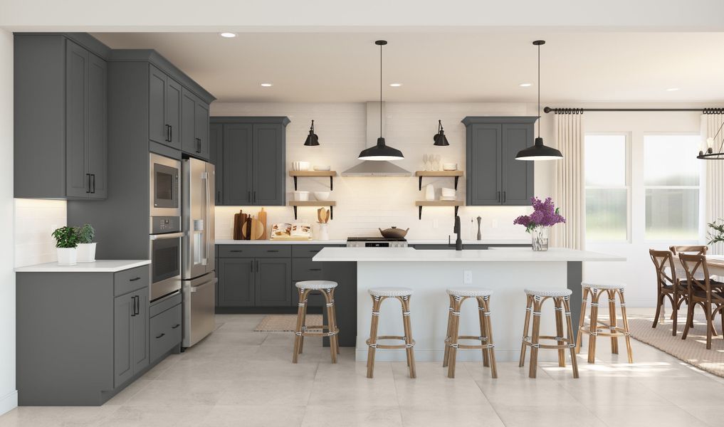 Kitchen with grey cabinetry