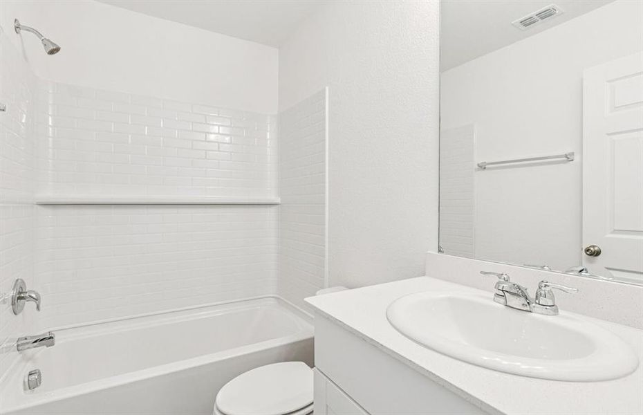 Upgraded secondary bath with elegant finishes *Real home pictured Upgraded secondary bath with elegant finishes *Real home pictured