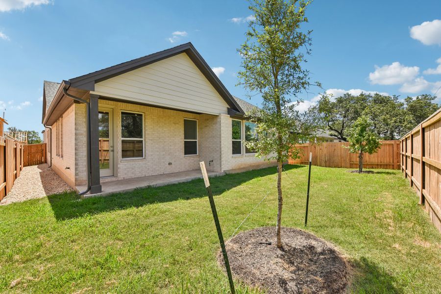 Exterior details and patio area of a home in Persimmon, Buda (Image 3).