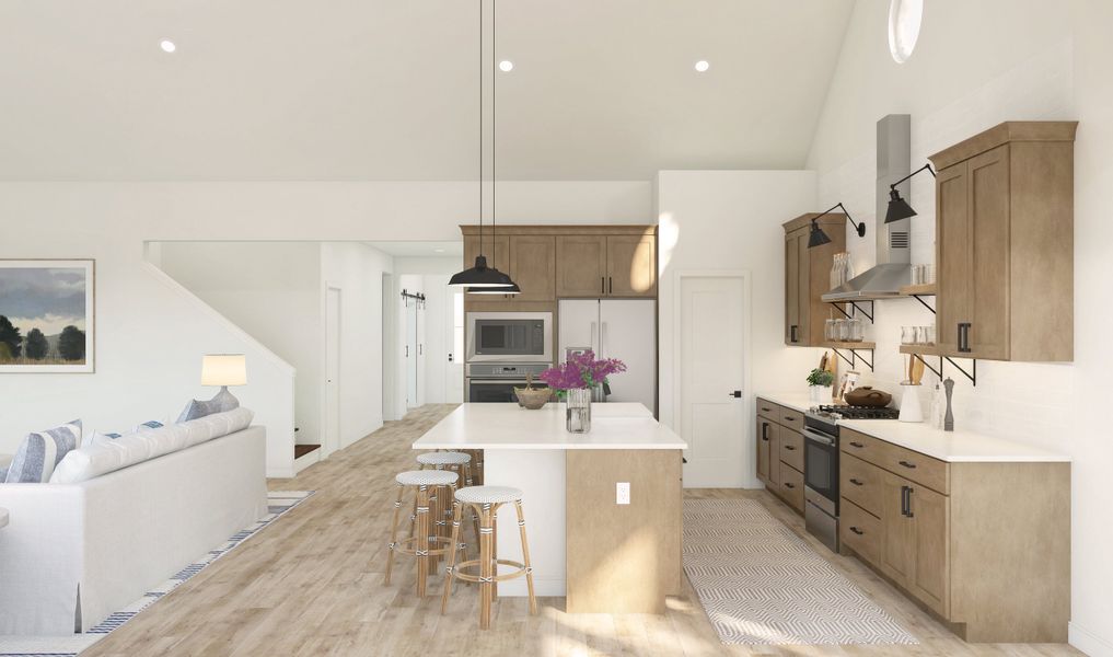 Kitchen with pendant lights