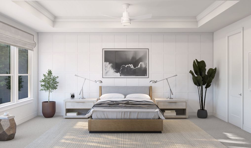 Primary suite with feature wall Primary suite with feature wall