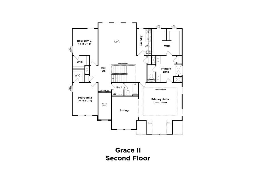 2D floor plan layout for the Grace II by DRB Homes in Richvale Estates, Fairview, TN (Image 24).