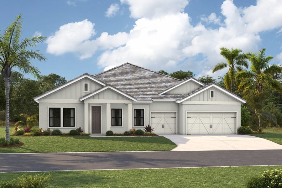 Representative exterior photo of a completed home built from the Key West I by Homes by WestBay in Pasadena Ridge, Pasadena Hills, FL (Image 1).