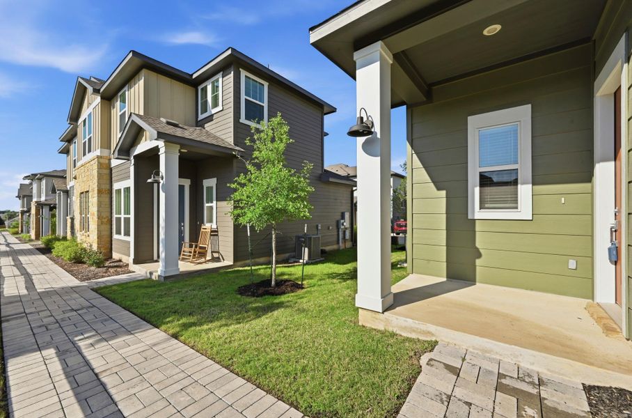 Exterior details and patio area of a home in The Poppy at Vista Vera, Georgetown (Image 3). Exterior details and patio area of a home in The Poppy at Vista Vera, Georgetown (Image 3).
