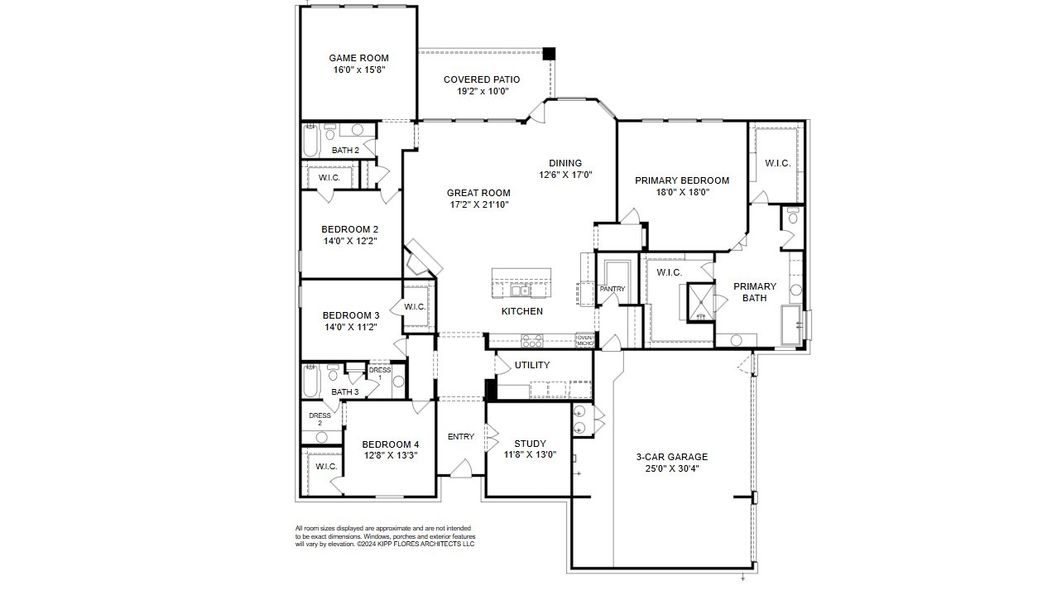 2D floor plan layout for the Llano II by Giddens Homes in Burnet Hilltop Estates, Cedar Park, TX (Image 5).
