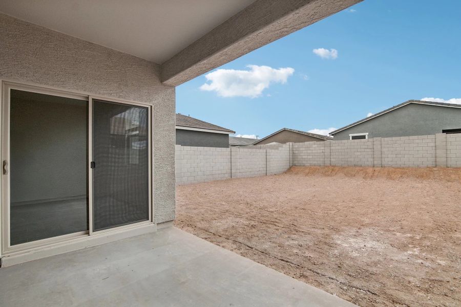 Covered patio to large yard Covered patio to large yard