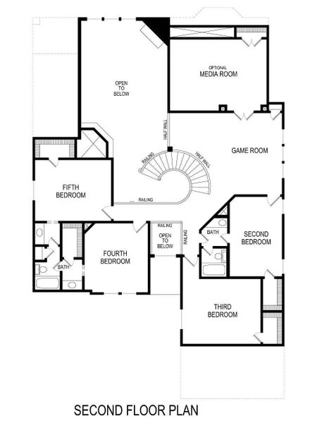 2D floor plan layout for the Bellacrest FSW (w/Media) by First Texas Homes in Cambridge Estates, Prosper, TX (Image 5). 2D floor plan layout for the Bellacrest FSW (w/Media) by First Texas Homes in Cambridge Estates, Prosper, TX (Image 5).