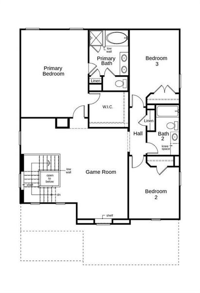 This floor plan features 3 bedrooms, 2 full baths, 1 half bath and over 2,500 square feet of living space.