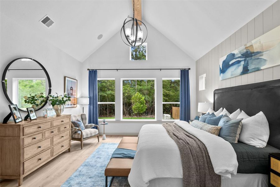 EXAMPLE PHOTO: Spacious Master suite that has been extended 3 ft allowing for a spacious Master with sitting area! Laminate floors provide a warm look! And beamed ceiling compliments it all! EXAMPLE PHOTO: Spacious Master suite that has been extended 3 ft allowing for a spacious Master with sitting area! Laminate floors provide a warm look! And beamed ceiling compliments it all!