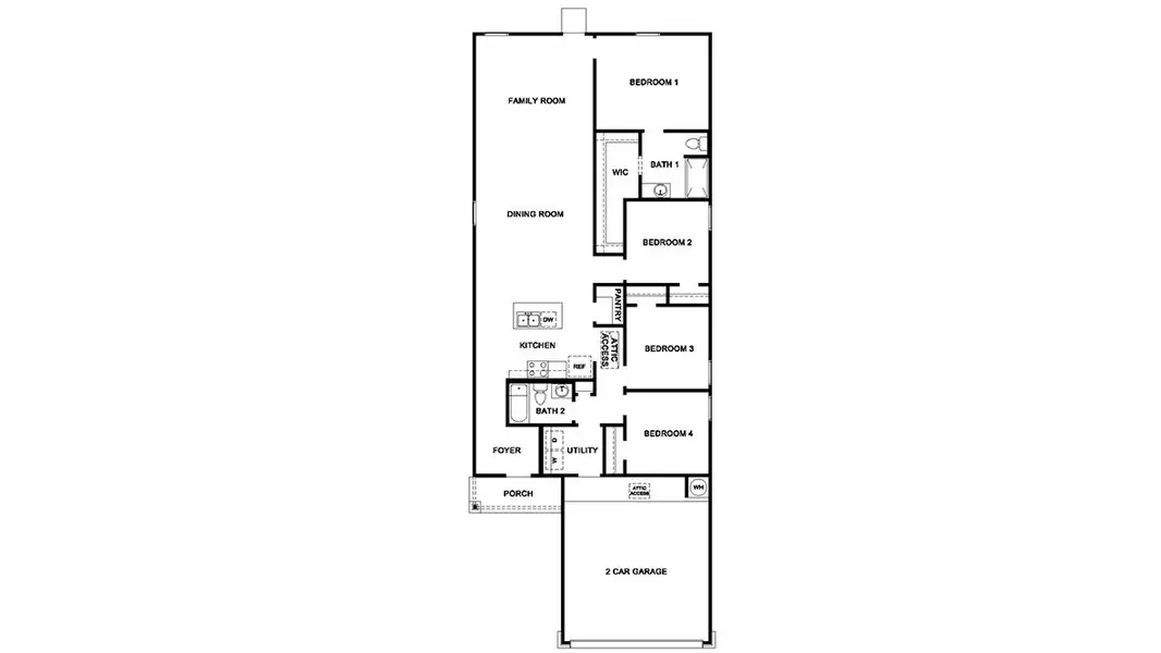 2D floor plan layout of this home in Hickory Ridge, Elmendorf, TX (Image 2).