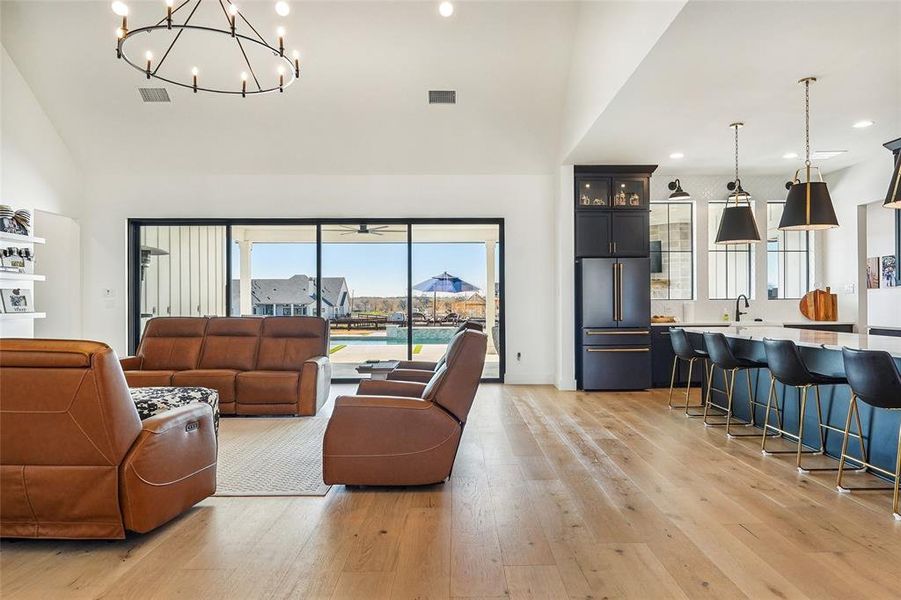 Side view of wide open living space